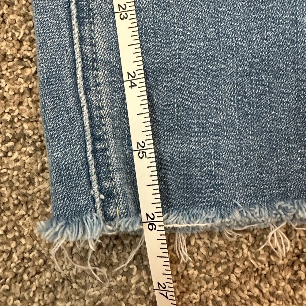 PAIGE Anthropologie Jeans Size 27 Brigitte Straight Leg Raw Hem Stretch Mid Rise